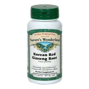  Natures Wonderland Ginseng Root, Korean Red, 60 Capsules 