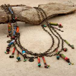 Bronze, Resin and Fabric Wild Beauty Necklace (Chile)  