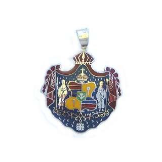 Coat of Arms Small Silver Color Pendant Hawaii Jewelry  
