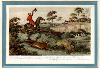 FOX HUNTING ON HORSEBACK, FOX HOUNDS, RARE COLOR PLATE  