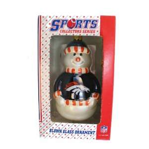  NFL Broncos Snowman Blown Glass Ornament   Sports 
