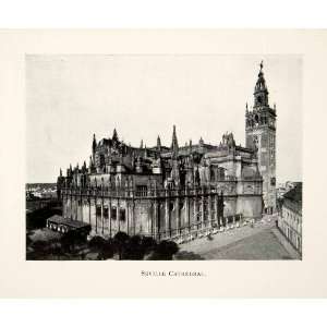 1909 Print Seville Cathedral Spain Saint Mary Gothic Church Belfry 