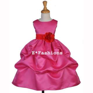 FUCHSIA PINK RED CHRISTMAS HOLIDAY NEW FLOWER GIRL DRESS 6M 18M 2 4 5 