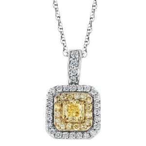  Diamond and Natural Yellow Diamond Pendant 1/3ctw: Jewelry
