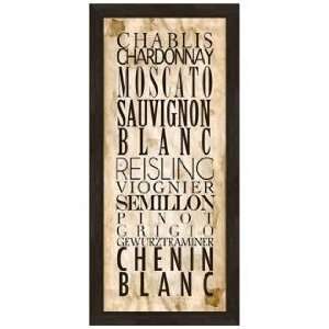 White Wine Types A 22 1/2 High Framed Wine Wall Art: Home 