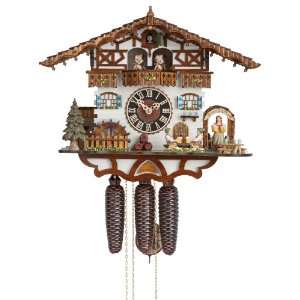  Clocks Eight Day Musical Cuckoo Clock with Beerdrinkers and Moving 