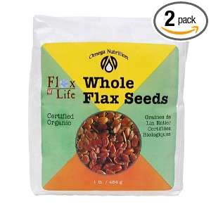  Omega Nutrition Whole Flax Seeds, Flax of Life, 16 Ounce 