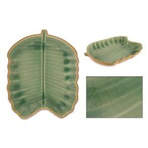  Celadon ceramic tray, Banana Leaf
