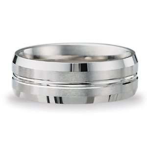 8mm Platinum Band with Grooved Center Jewelry