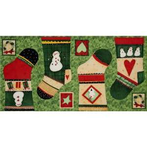  44 Wide Just Snow Special Christmas Stocking Panel Green 