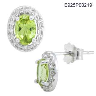 925 sterling silver natural oval citrine or peridot stud earrings 