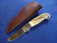 SCHRADE KNIFE SHD1 8 INCH FIXED BLADE STAG HANDLE W/ LEATHER SHEATH 
