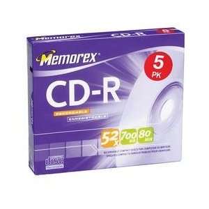  52x Write Once CD R   5 Pack, Jewel Case Electronics