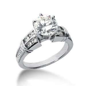  1.05 Ct Diamond Engagement Ring Round Channel Accent 14k 