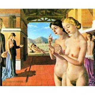 Hand Made Oil Reproduction   Paul Delvaux   32 x 26 inches   The Hands 