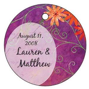 Baby Keepsake: Violet Floral Design Circle Shaped Personalized Thank 