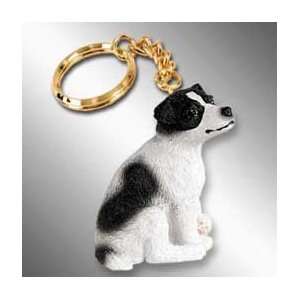 Jack Russell Terrier Dog Keychain   Black & White 