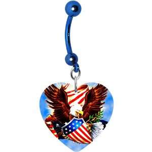 Heart Patriotic Eagle American Flag Belly Ring Jewelry