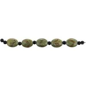  Blue Moon Enchanted Planet Glass Bead Strands Oval Green 7 