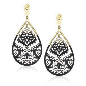    LK Designs Noir Cheri Glamorous Lace Drop Earrings Jewelry
