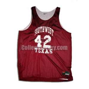  Maroon No. 42 Game Used Texas State Nike Basketball Jersey 