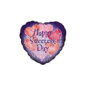  18 Sweetest Day Pink Hearts/Purple Script   Mylar Balloon 