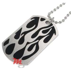  Stainless Steel Mini Dog Tag FLAME Pendant & Ball Chain Jewelry