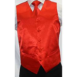Ferrecci Mens Shiny Red Microfiber 3 piece Vest  