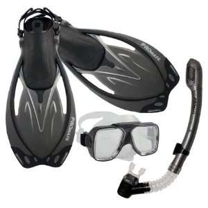  Snorkeling Scuba Dive Fins Mask Dry Snorkel Set: Sports 