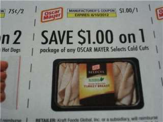 15 Coupons $1/1 Oscar Mayer Selects Cold Cuts 6/10/2012  