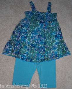 NWT GIRLS LITTLE ELLA BLUE DRESS & LEGGINGS SIZE 12 18M  
