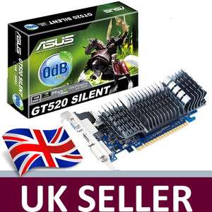 ASUS GEFORCE GT520 SILENT GRAPHICS CARD 1GB DDR3 HDMI DVI SILENT LOW 