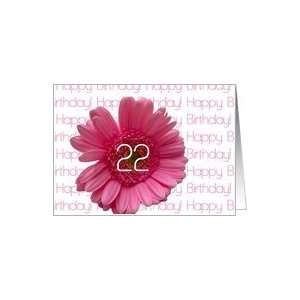 22nd Happy Birthday Pink Gerbera Card Toys & Games