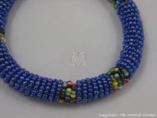 Maasai Market Africa Handmade Jewelry Masai Bangle Bracelet Dark Blue 