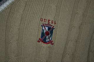 GUESS TAN LIGHT BROWN ACRYLIC COTTON PULLOVER GOLF SWEATER VEST MENS 