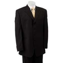 FUBU Mens Black Stripe 4 button Suit  