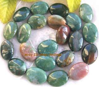 oval natural India Agate 13x18mm flat loose Beads 15  