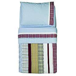 Bacati Stripes/ Plaids 4 piece Toddler Bedding Set  