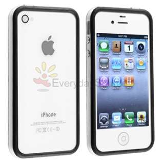   Skin Case w/ Button for iPhone 4 G 4S AT&T Sprint Verizon White/Black