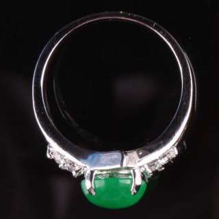 Inlay Round Green Jade Gemstone Finger Ring SZ7 8 Z041  