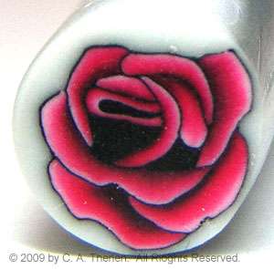 RAW Dark Red Rose Polymer Clay Cane  