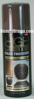 High Beams Color Thickener Temporary Spray On Hair   Med Brown 