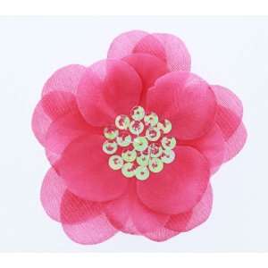  3 1/2 Flower with Sequin Center in Shocking Pink   1 