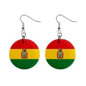 Bolivia Flag Button Earrings