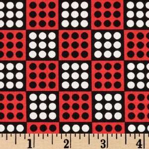  45 Wide Black and White and Red Allover Domino Multi Fabric 