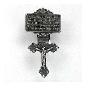    Cast Pewter Crucifix in Case of Accident Visor Clip Automotive