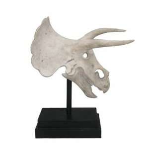  Triceratops Dinosaur Skull Fossil Statue on Museum Mount 