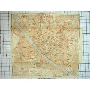  Antique Map Italy Street Plan Firenze Fiume River Arno 