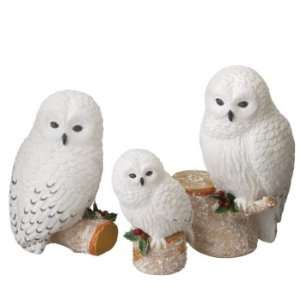   of 3 WInter Pine Owl Christmas Table Top Decorations