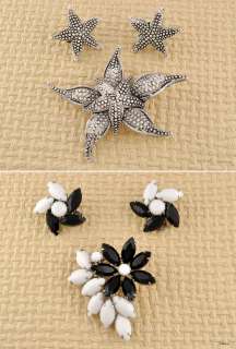 Starfish Shaped & Black and White Earring & Pin Sets  